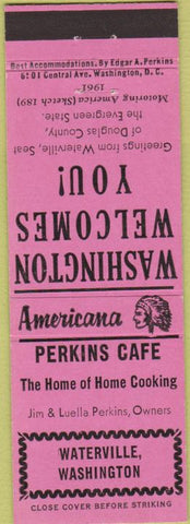Matchbook Cover - Perkins Americana Perkins Cafe Waterville WA Pink