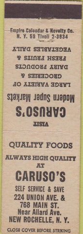Matchbook Cover - Caruso's New Rochelle NY Grocery