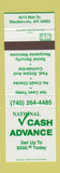 Matchbook Cover - National Cash Advance Steubenville OH
