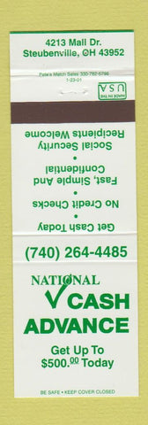 Matchbook Cover - National Cash Advance Steubenville OH
