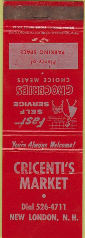 Matchbook Cover - Cricenti's Market groceries New London NH