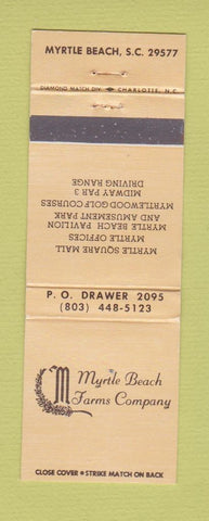 Matchbook Cover - Myrtle Beach Farms Company SC