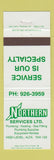 Matchbook Cover - Northern Services Plumbing Heating High Level AB