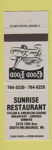 Matchbook Cover - Sunrise Restaurant South Milwaukee WI
