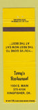 Matchbook Cover - Terry's Restaurant Kingfisher OK