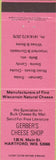 Matchbook Cover - Gerber's Cheese Shop Hartford WI pink