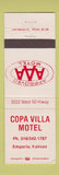 Matchbook Cover - Copa Villa Motel Emporia KS