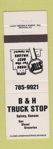 Matchbook Cover - B&H Truck Stop Spivey KS oil gas