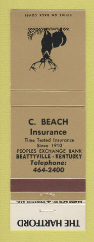 Matchbook Cover - Hartford Insurance C Beach Beattyville KY