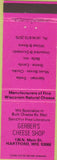 Matchbook Cover - Gerber's Cheese Shop Hartford WI hot pink