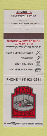 Matchbook Cover - Main Exchange Fond Du Lac WI