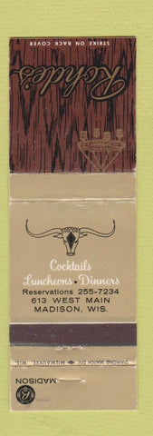 Matchbook Cover - Rohde's Restaurant Madison WI