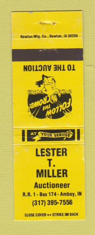 Matchbook Cover - Lester Miller Auctioneer Amboy IN WEAR