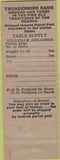 Matchbook Cover - Thunderbird Ham Meat Lock Yellville AR bacon