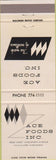 Matchbook Cover - Ace Foods Inc Milwaukee WI