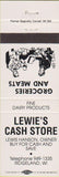 Matchbook Cover - Lewiie's Cash Store Ridgeland WI