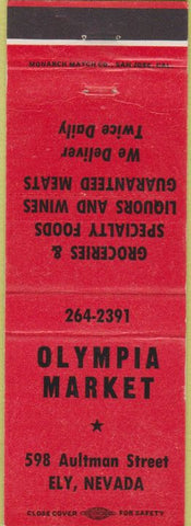 Matchbook Cover - Olympia Market Ely NV