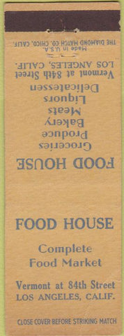 Matchbook Cover - Food Hosue Groceries Los Angeles CA CREASE