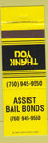 Matchbook Cover - Assist Bail Bonds Vista CA