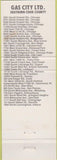 Matchbook Cover - City Gas oil  Chicago IL IN chain