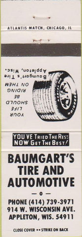 Matchbook Cover - Buaumgart's Tire Automotive Appleton WI