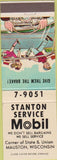 Matchbook Cover - Stanton Mobil oil gas Mauston WI