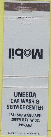 Matchbook Cover - Mobil oil gas Green Bay WI car wash