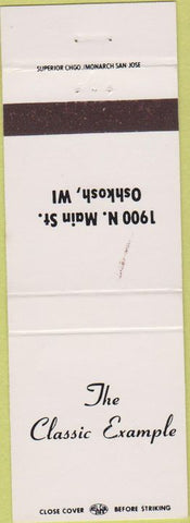 Matchbook Cover - The Classic Example Oshkosh WI