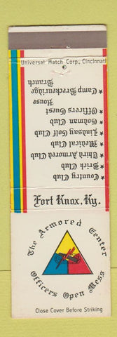 Matchbook Cover - Armored Center Officers Mess Fort Knox KY