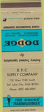 Matchbook Cover - Dodge Transmissions Salt Lake City UT