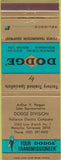 Matchbook Cover - Dodge Transmissions Memphis TN