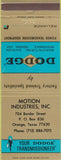 Matchbook Cover - Dodge Transmissions Orange TX