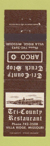 Matchbook Cover - Arco oil gas Villa Ridge MO Tri County Restaurant
