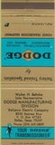 Matchbook Cover - Dodge Transmissions Dallas TX