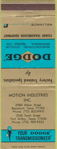 Matchbook Cover - Dodge Transmissions Port Arthur TX