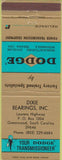 Matchbook Cover - Dodge Transmissions Greenwood SC