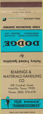 Matchbook Cover - Dodge Transmissions Amarillo TX