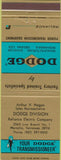 Matchbook Cover - Dodge Transmissions Memphis TN