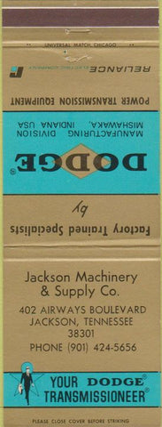 Matchbook Cover - Dodge Transmissions Jackson TN