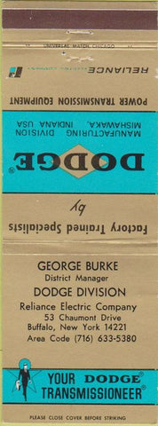 Matchbook Cover - Dodge Transmissions Buffalo NY