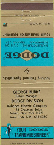 Matchbook Cover - Dodge Transmissions Buffalo NY