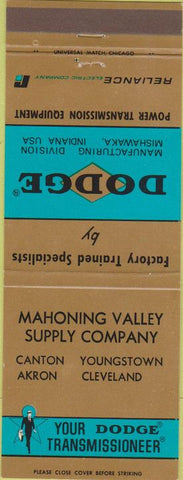 Matchbook Cover - Dodge Transmissions Canton Youngstown Cleveland Akron OH