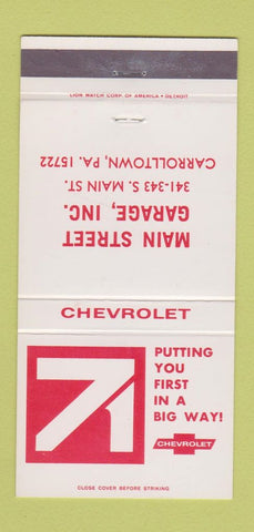 Matchbook Cover - 1971 Chevrolet Carrollton PA 30 Strike