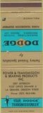 Matchbook Cover - Dodge Transmissions La Grande OR
