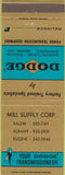 Matchbook Cover - Dodge Transmissions Salem Albany Eugene OR