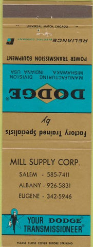 Matchbook Cover - Dodge Transmissions Salem Albany Eugene OR