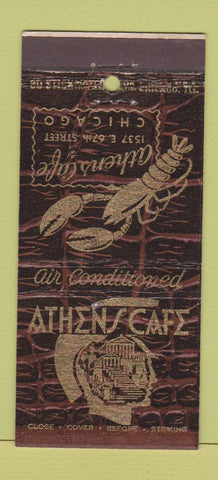 Matchbook Cover - Athens Cafe Chicago IL lobster 30 Stick