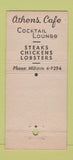Matchbook Cover - Athens Cafe Chicago IL lobster 30 Stick