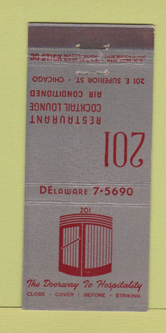 Matchbook Cover - 201 Restaurant Chicago IL 30 Stick