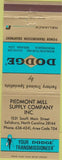 Matchbook Cover - Dodge Transmissions Salisbury NC